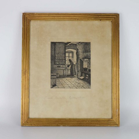 Bernhard Middelboe radering
Kvinde i køkken
41 cm
