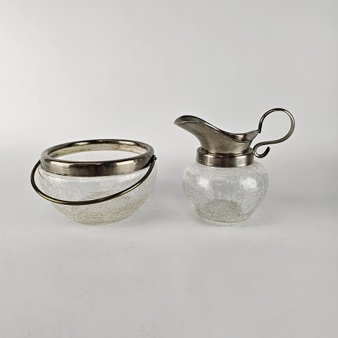 Fyens Glasværk
Fløde og sukker sæt
Glas og sølvplet