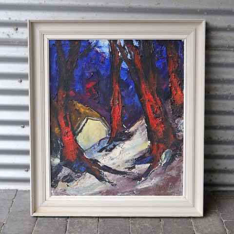 Adelbert Venø maleri
Hus i skov
86,5 cm