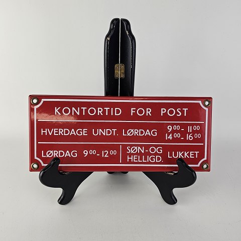 Emaljeskilt 
Kontortid for post