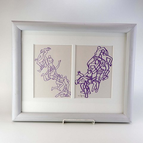 Lise Færch litografi Mennesker37,5x46 cm