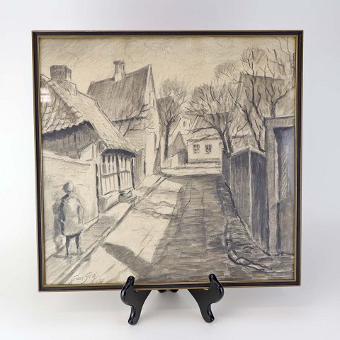 Ejnar Gross tegningNørresundby35x37 cm