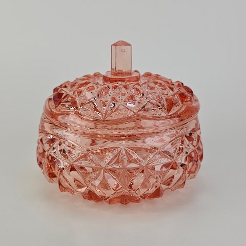 Bonbonierrerosafarvet glas10 cm