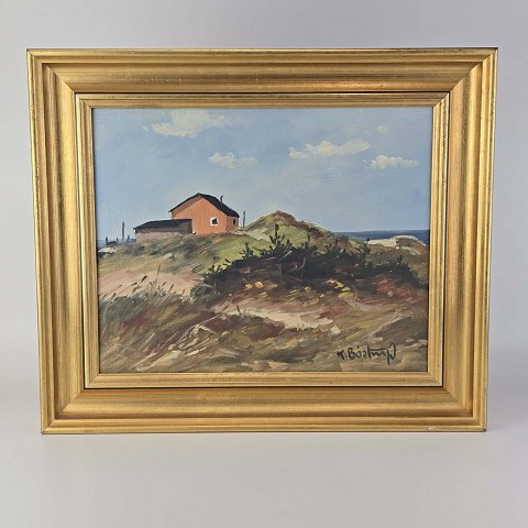 Knud Bøstrup malerihus på klit32,5x38,5 cm