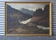 Maleri med bjerge, klipper og vand
R. Nelson