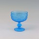 Lys blå glas skål på fodHøjde 13 cm