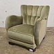 Overpolstret lænestol grøn velour77 cm