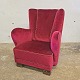 Polstret lænestol rød velour88,5 cm