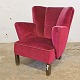 Polstret lænestol rød velour78 cm